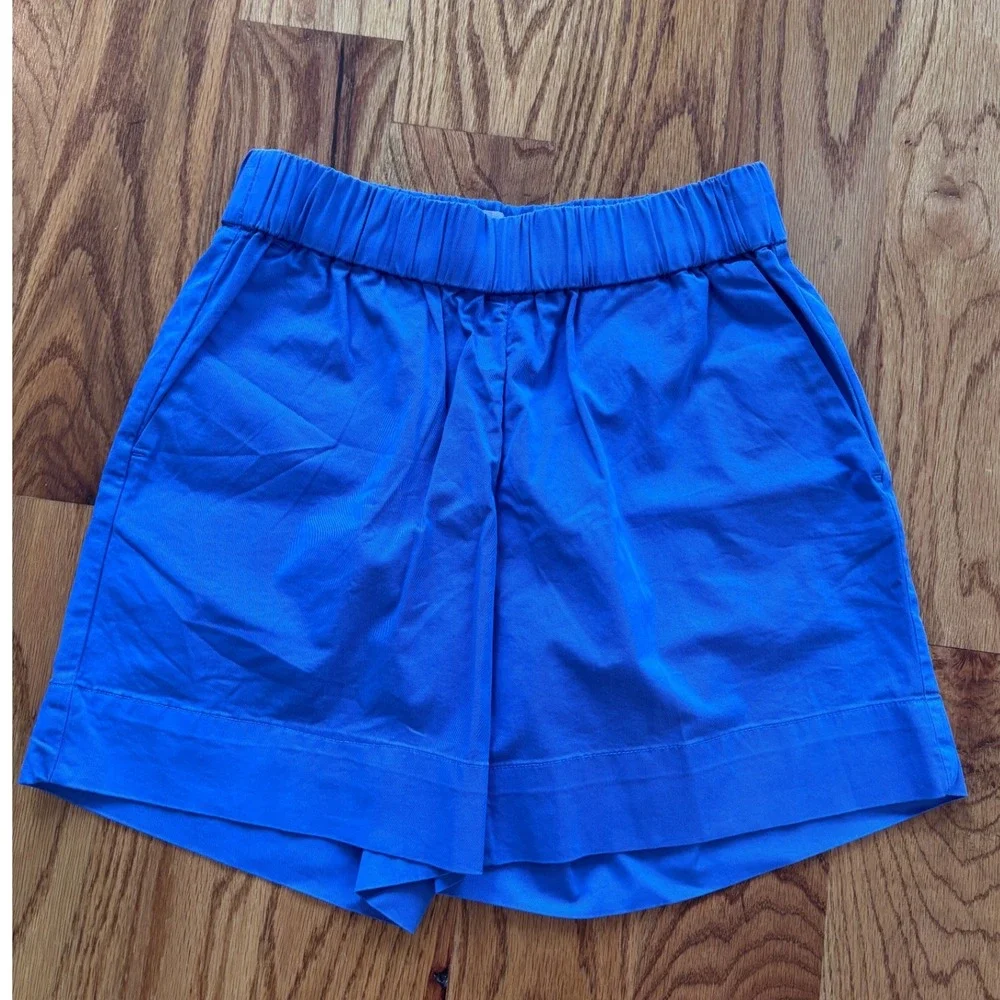 Everlane Easy Short Organic Cotton Elastic Waist Pull On Shorts 4 Blue NEW - Picture 1 of 7